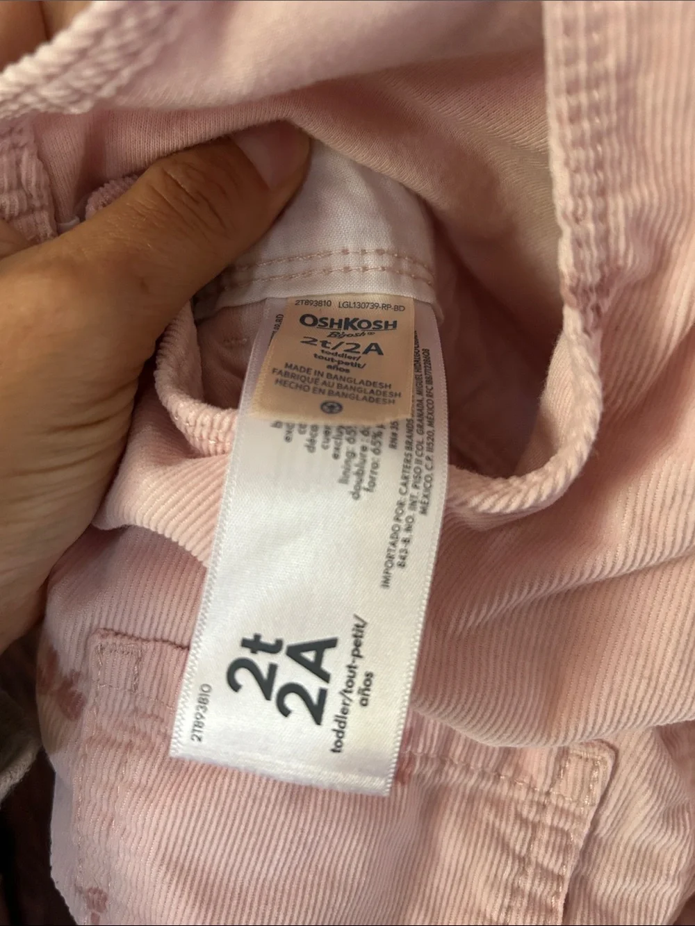 OshKosh B'gosh Light Pink Corduroy Bow Print Overalls